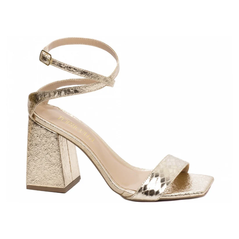 Sandália Feminina Croco Dourada